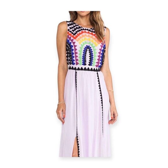C. Luce Embroidered Rainbow Maxi Dress SIZE SMALL - Picture 5 of 7
